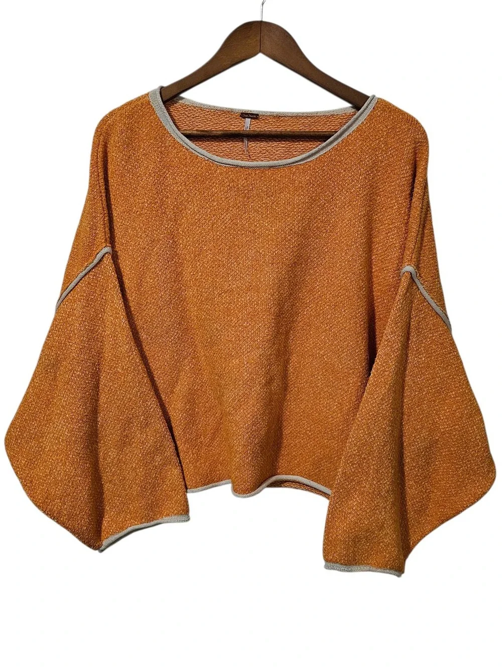 Free People Bardot Sweater – Women’s Large | Orange & White